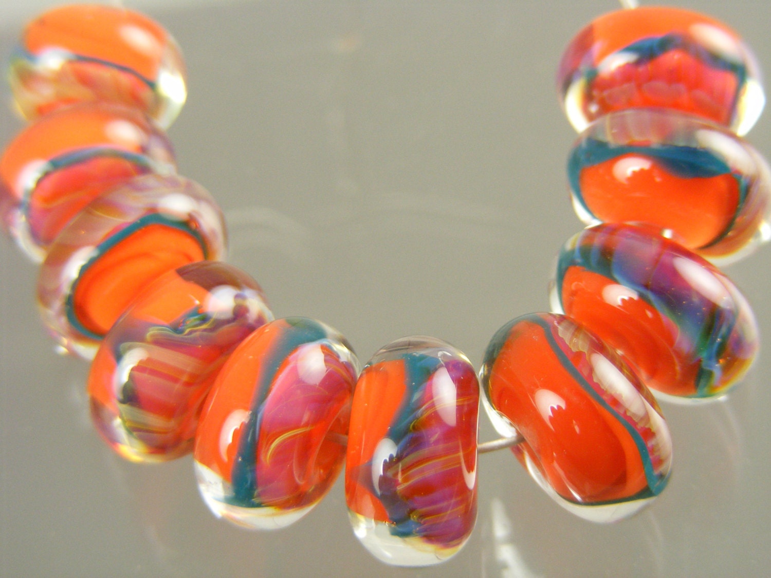 Boro beads Lampwork Glass Bead Set (10) ---  Noir