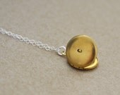 TINY INITIAL LOCKET delicate sterling silver everyday wear minimalist necklace with vintage personalized initial letter  raw brass locket
