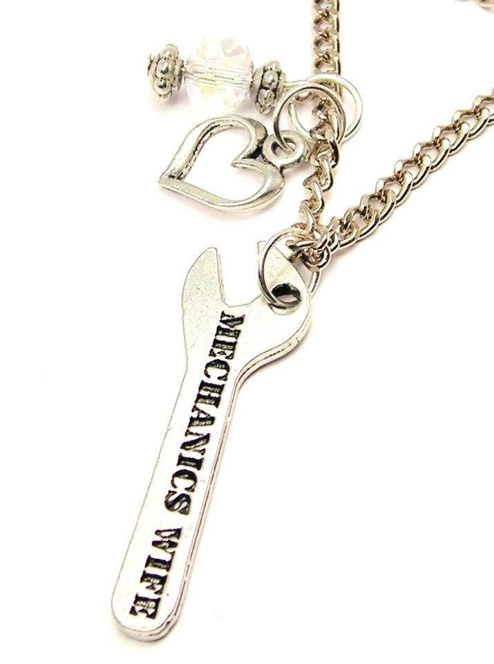 Mechanics Wife Wrench Necklace with crystal beadwork Fast Free Ship