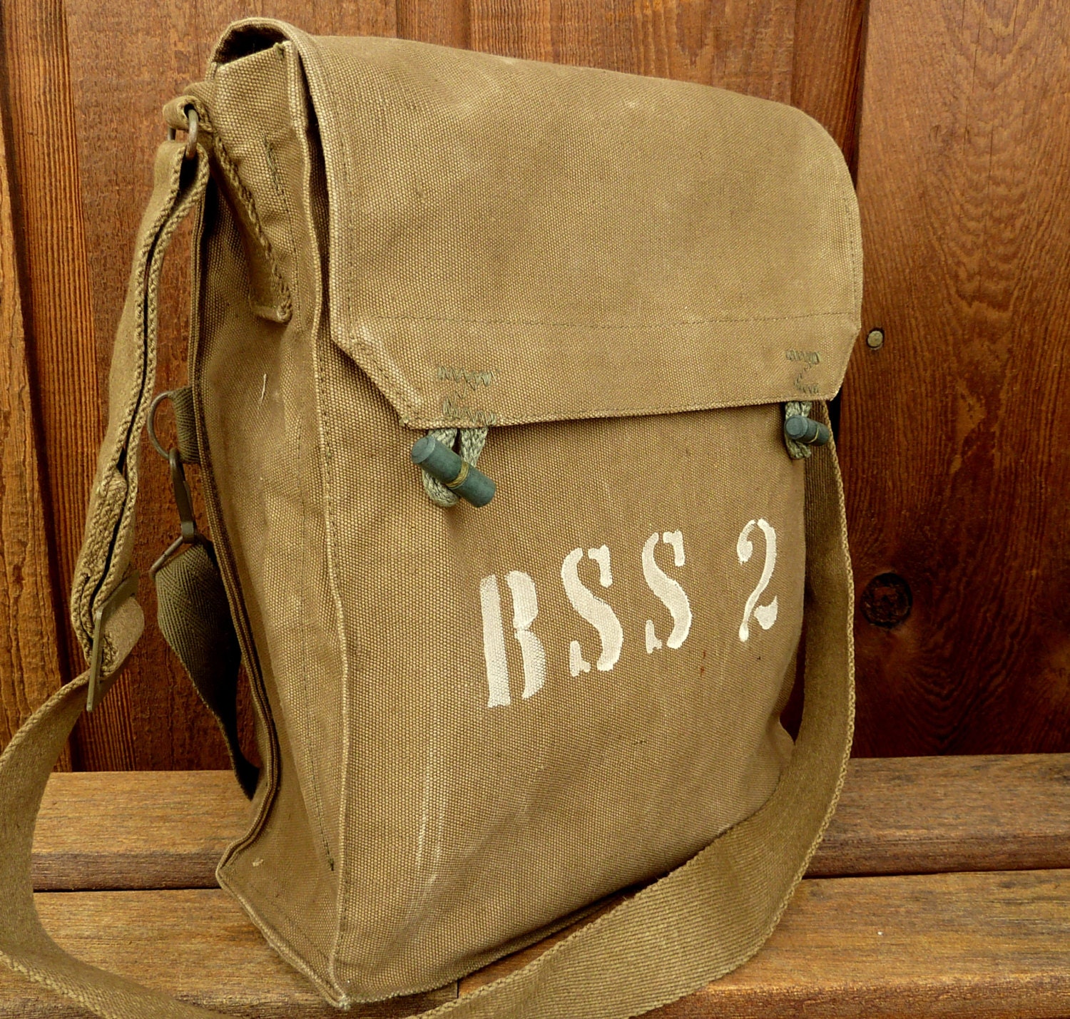 Stamped Vintage Czech Military Satchel...Canvas Messenger bag.. Ipad Perfect