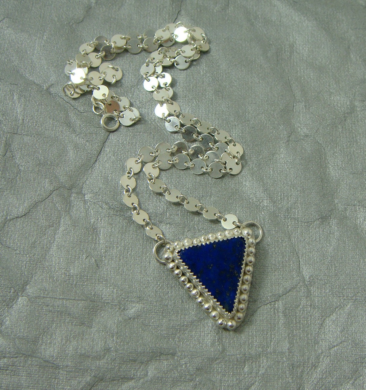 Blue by You, Sterling silver Lapiz necklace, handcrafted artisan jewelry by jewelrybyfrancine on etsy