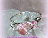 Light Pink Ring Pretty in Pink Crystal Sterling Silver Wire Wrapped Direct Checkout