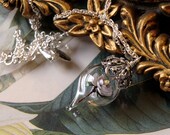 White Magnolia Blossom Flower Glass Vial Terrarium Necklace by Woodland Belle