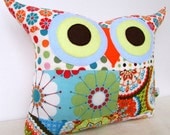 PATCHWORK /Blue/orange/dots/Plumage migrate owl pillow/Ready to ship