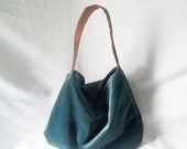 Weekend Sale - Handbag - Turquoise blue Ultra Suede slouch bag - handmade hobo