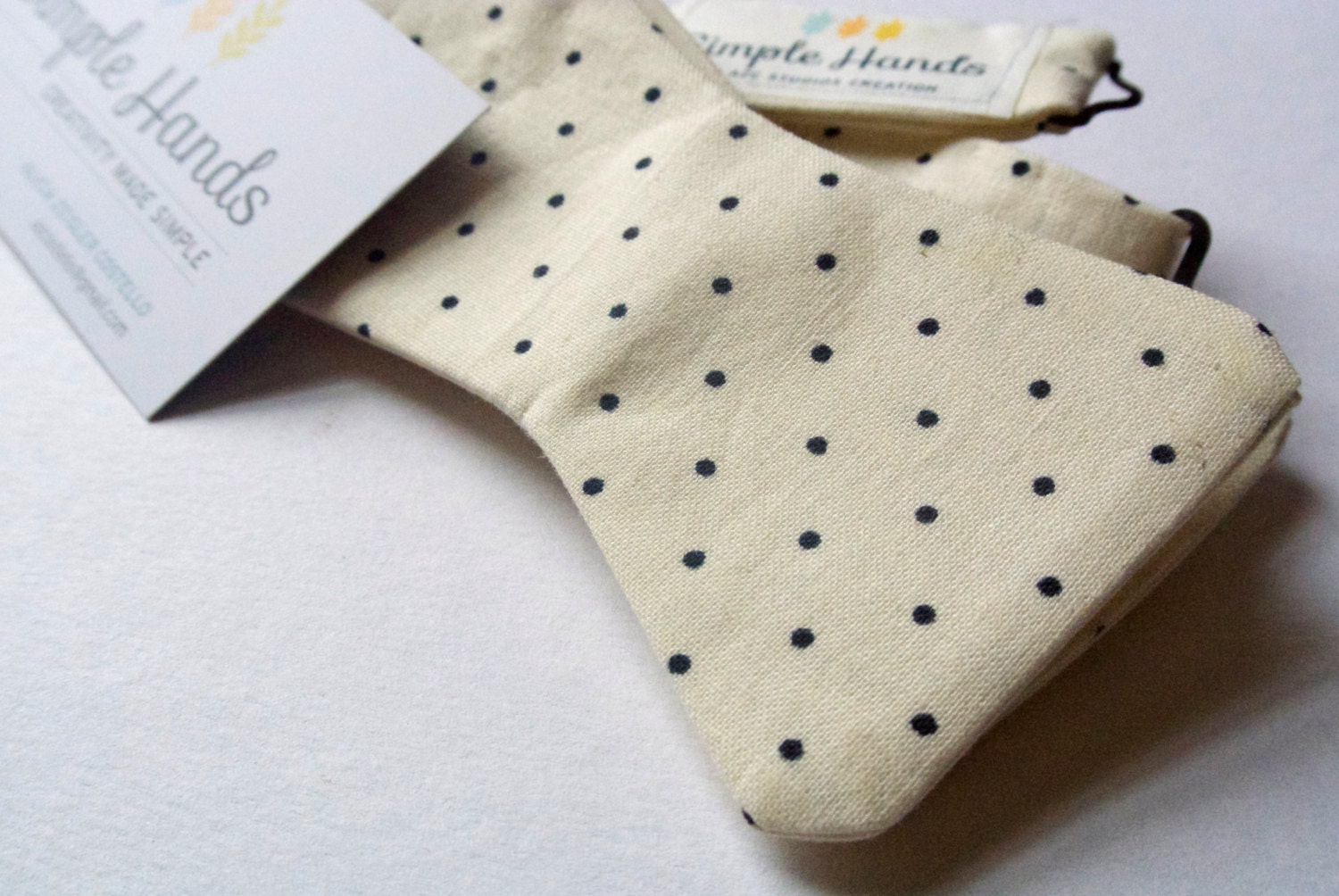 Bow Tie- Men's Cream Polka Dot Bow Tie