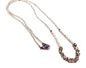 love on the rocks v11 w silver // raw cut pyrite chunks, matte silver seed beads and shiny silver sead beads