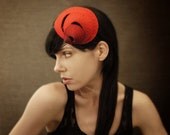 Red Ombre Felt Headband with Geometric Accents- Helix Series
