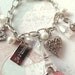 Going to Paris. Eiffel Tower, Heart, Je T'aime, Jeweled Crown, Music Charms Bracelet. Rhodium Plated.