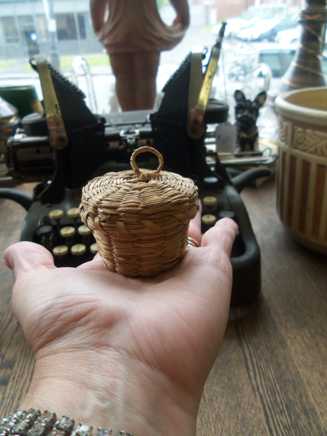 Tiny Sweet Grass Native American Made Basket from Rustysecrets
