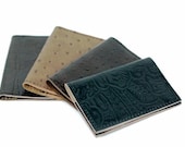 Simple Leather Wallet - Leather Fold Card Wallet or Business Card Holder with Antique Hardware