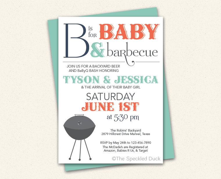 Customf or shelbyank - BaByQ - Baby Shower BBQ - Custom Invitation Il_170x135