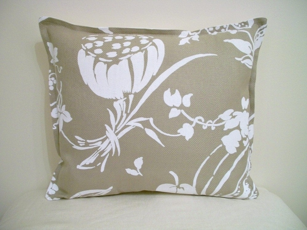Decorative Pillow Cover Manuel Canovas Modern Floral Natural White Ivory Linen