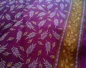 Block Print Fabric Indian Floral Wheat Cotton Berry Pink Brown