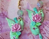 Trailing Roses - Vintage Rose Earrings - Swarovski Crystal
