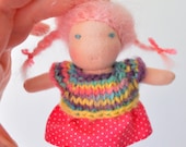 CUSTOM Cosy Pocket Waldorf Doll With Sleeping Pouch/Necklace- 3.5"