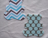 2 Small Fabric Iron On Teddy Bear Appliques