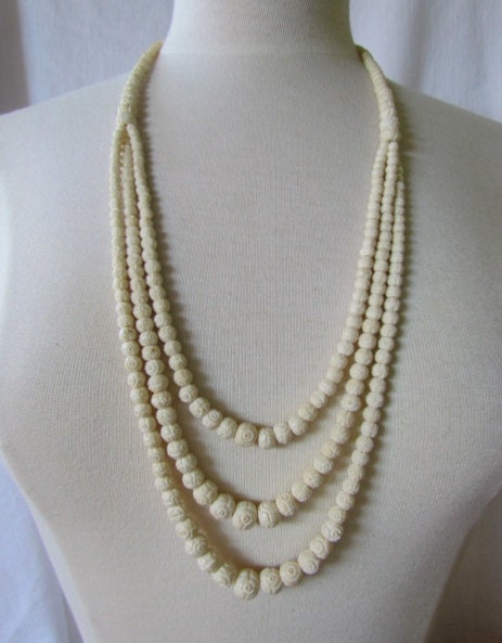 Vintage Carved Bone Necklace