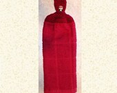 Double Layer Hand Crocheted Top Cotton Hanging Kitchen Towels - Harvest Red