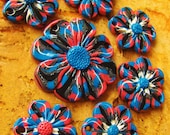 Polymer Clay Cane Flower Beads - Handmade - Rich Rose, Blue, Black, Gray, White - Make Fun Fashion Jewelry