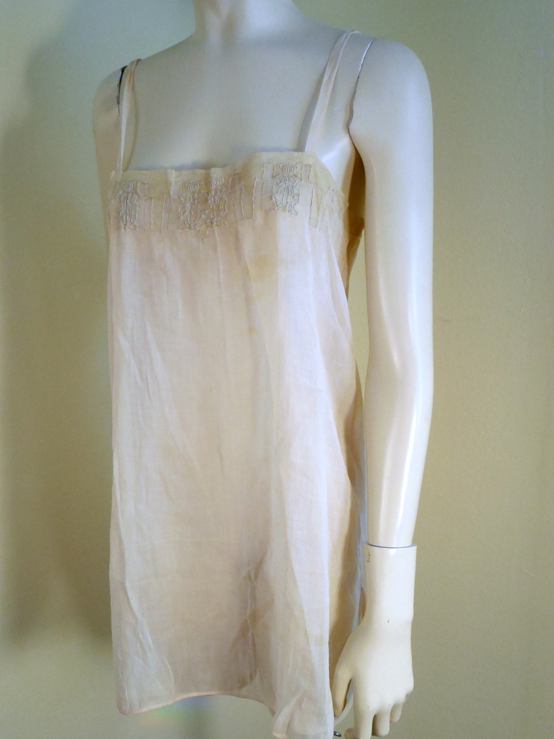 All cotton 1940s Camisole Undershirt is Embroidered Kaufmanns Pittsburg