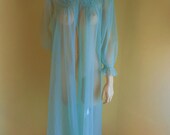 Vintage 60s Sheer Nylon Blue Robe