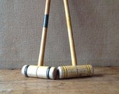 vintage croquet mallet l kids outdoor toy l game l sport