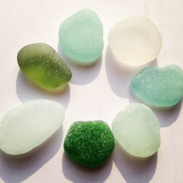Medium Roundish - Flatish Irish Sea Glass Shards (7)