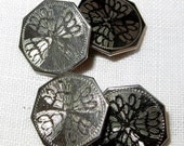 Antique Belais 14k 14kt Solid White Gold Hexagonal Cufflinks Art Deco Chain Link