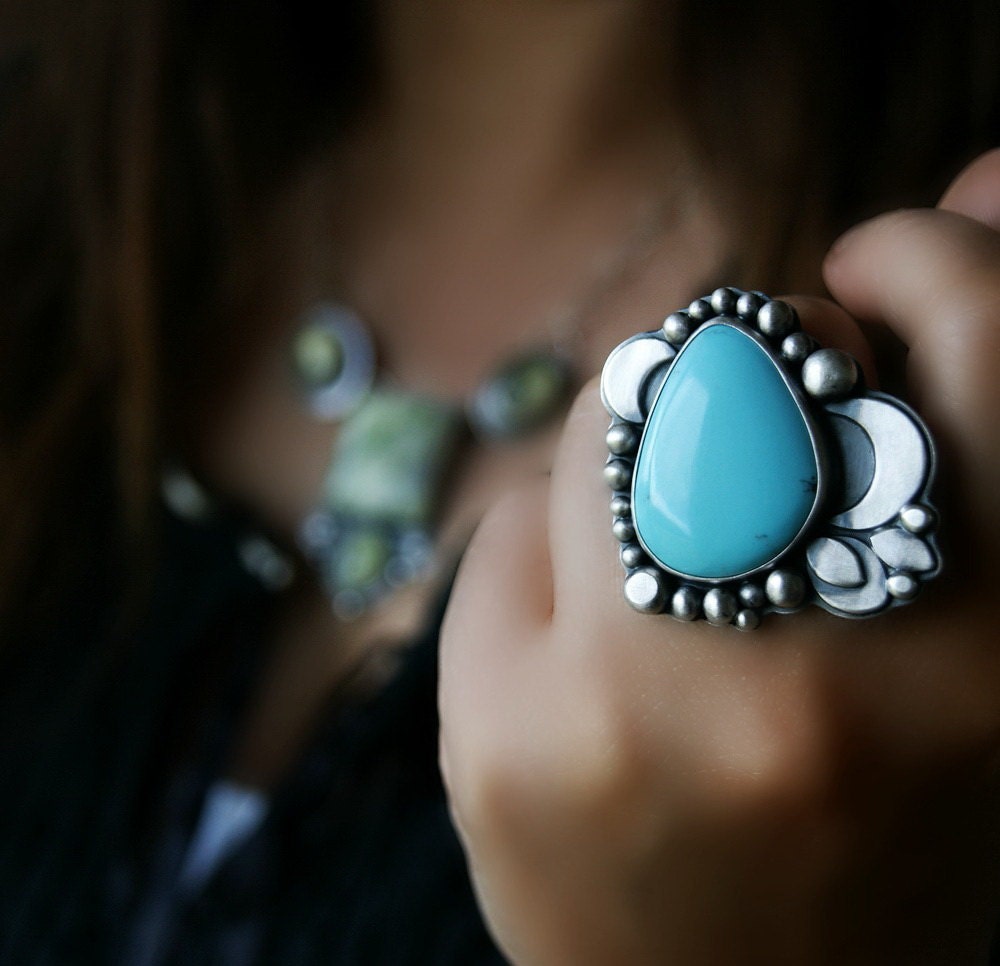 Reserved - The Grecian Pool - Turquoise Sterling Silver Ring