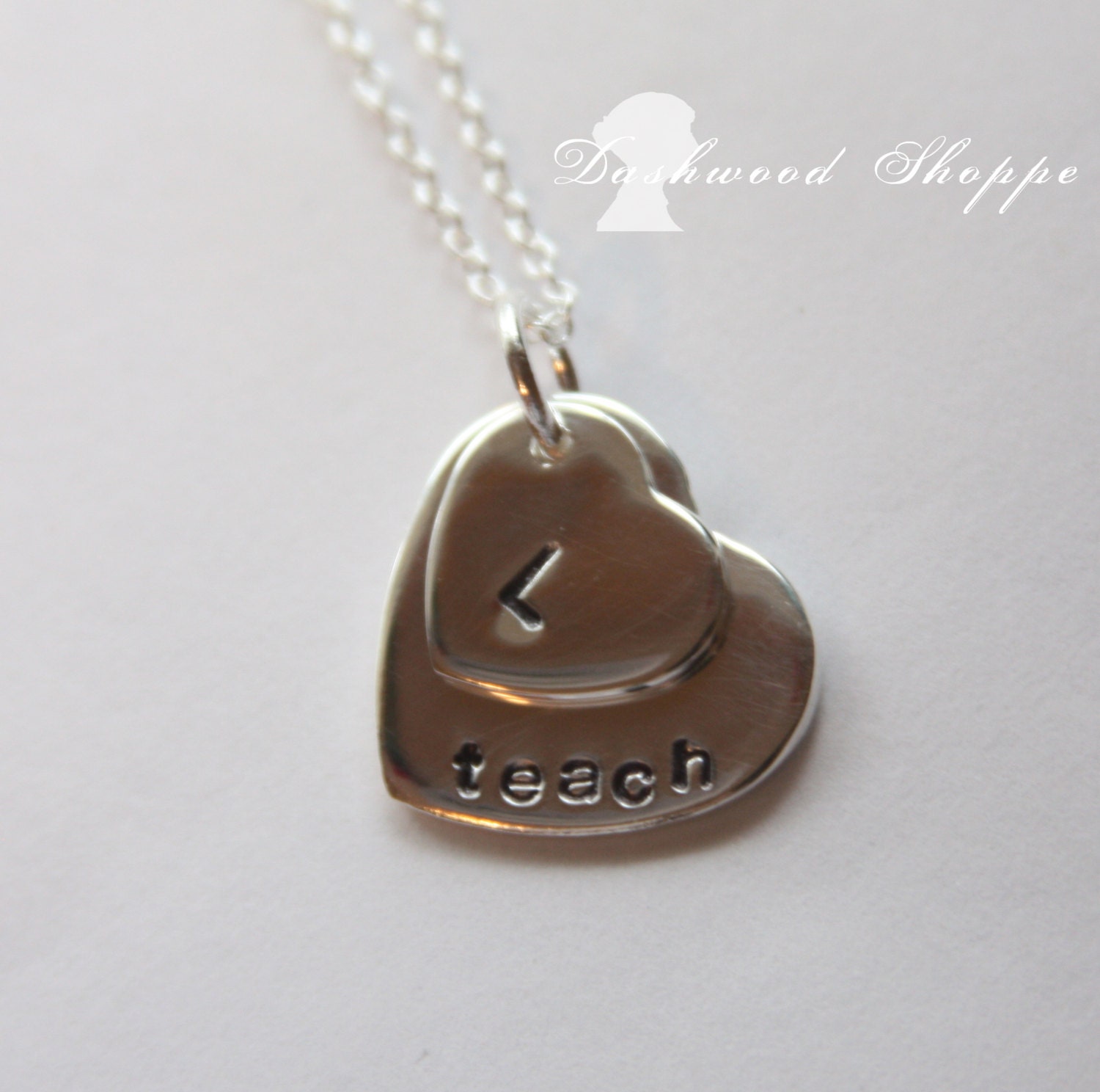 2 hearts silver customized necklace, monogram, word of the year, mother