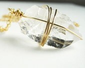 14k Gold Fill Raw Crystal Quartz Necklace