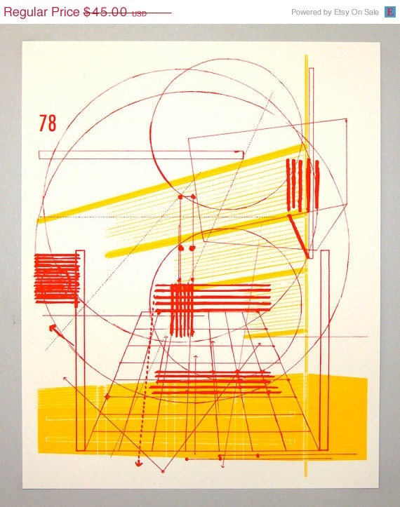 Perspective architecture 2, architectural graphic design, 16 x 20 inches silkscreen print