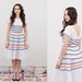 White Stripe Tea Dress - Embellished Full Skirt - Made to Order