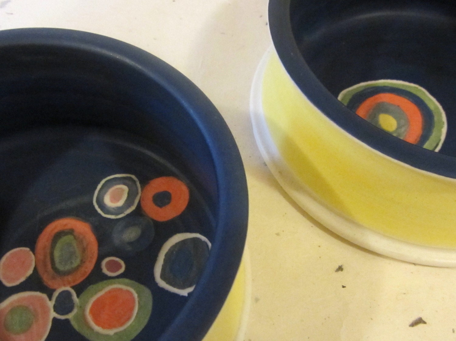 Handmade Ceramic dog bowls Yellow