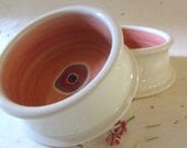 handmade small dog bowl set ready to ship - Pink Porcelain