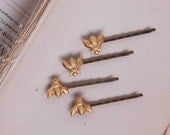 Gold Bumble BEE Hair Accessories Bobby Pin Set Gold Woodland Wedding Golden Honey BEE Fairy Nature Garden Wedding Bridal (4)