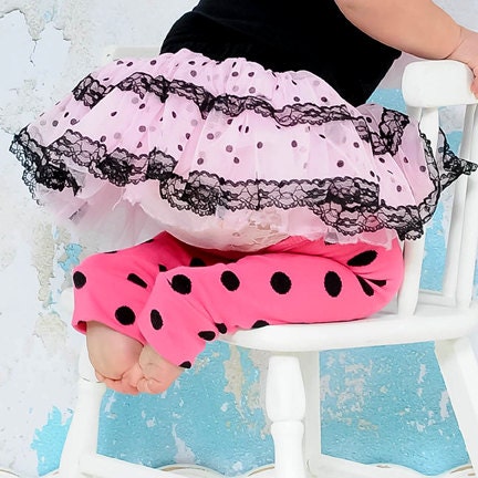 Pink with Black Dots Baby Leg Warmers