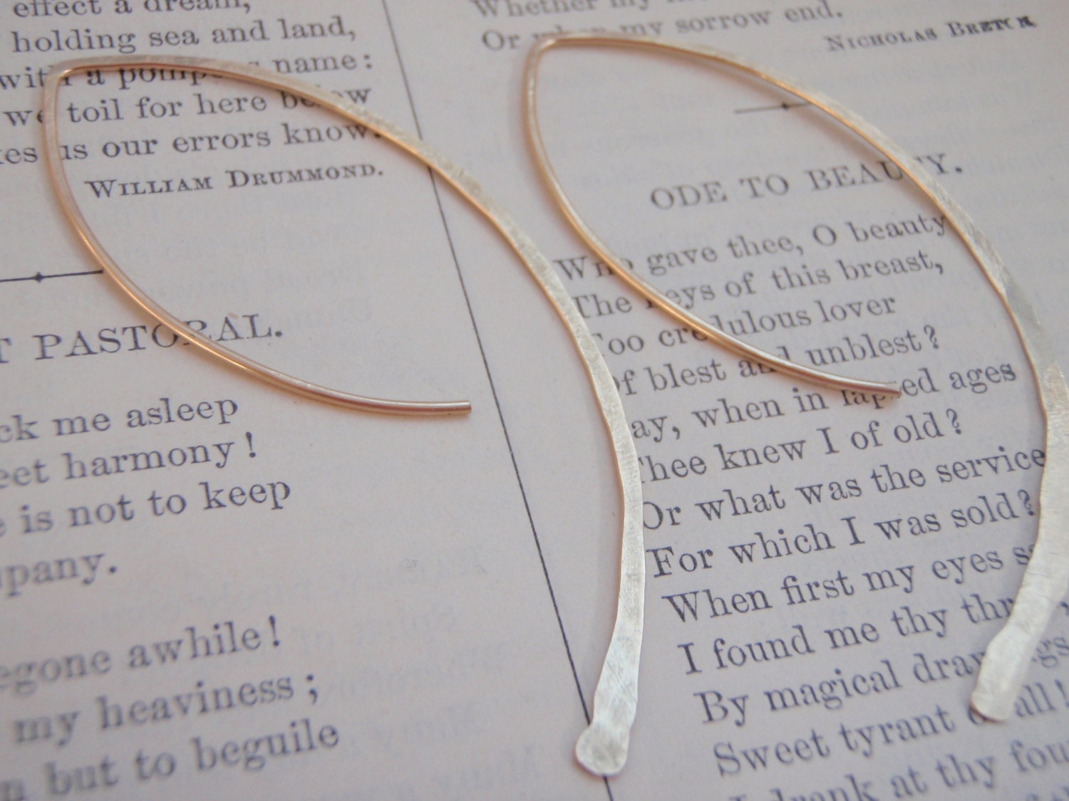 simple gold, organic everyday half-moon earrings--LARGE--Leahs Designs