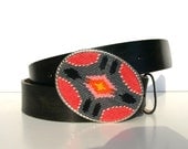 NEW  Needlepoint Bubblegum Aztec Inspired Belt Buckle