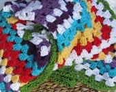 Crocheted handmade cozy baby child  granny square Afghan blanket