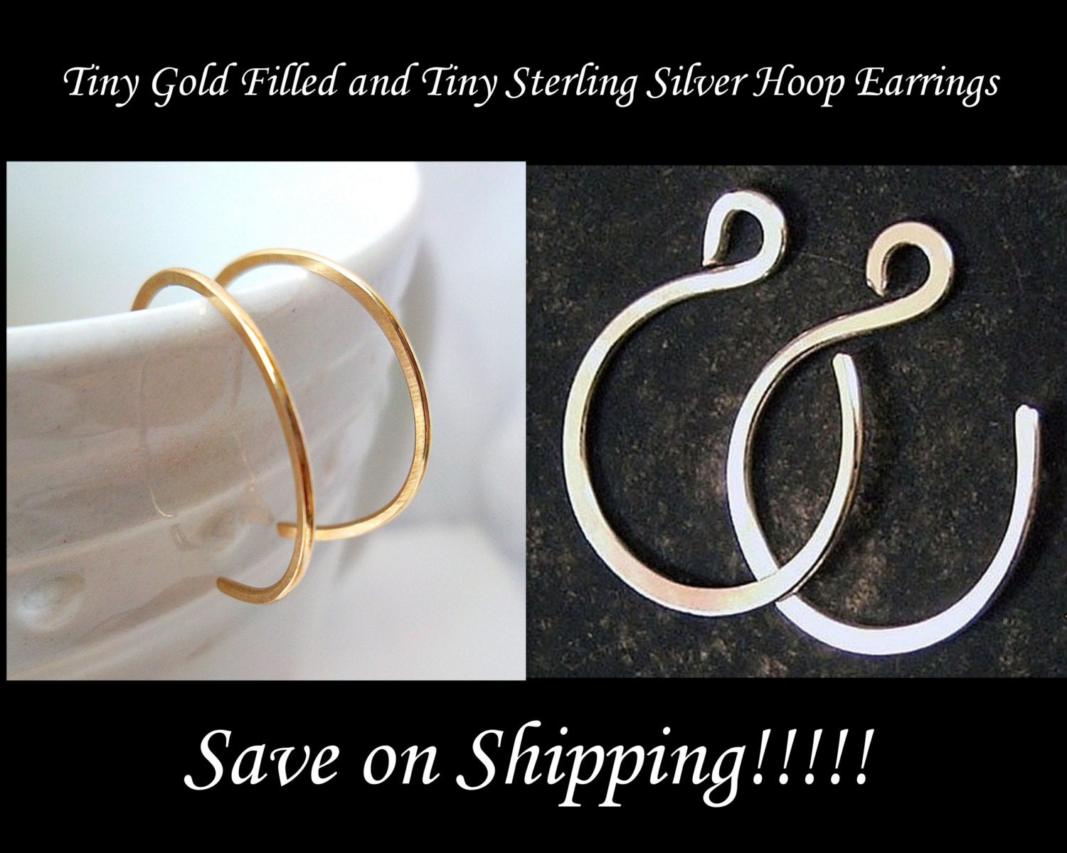 Tiny Sterling Silver and Tiny Gold Filled Hoop Earrings Combo Pack