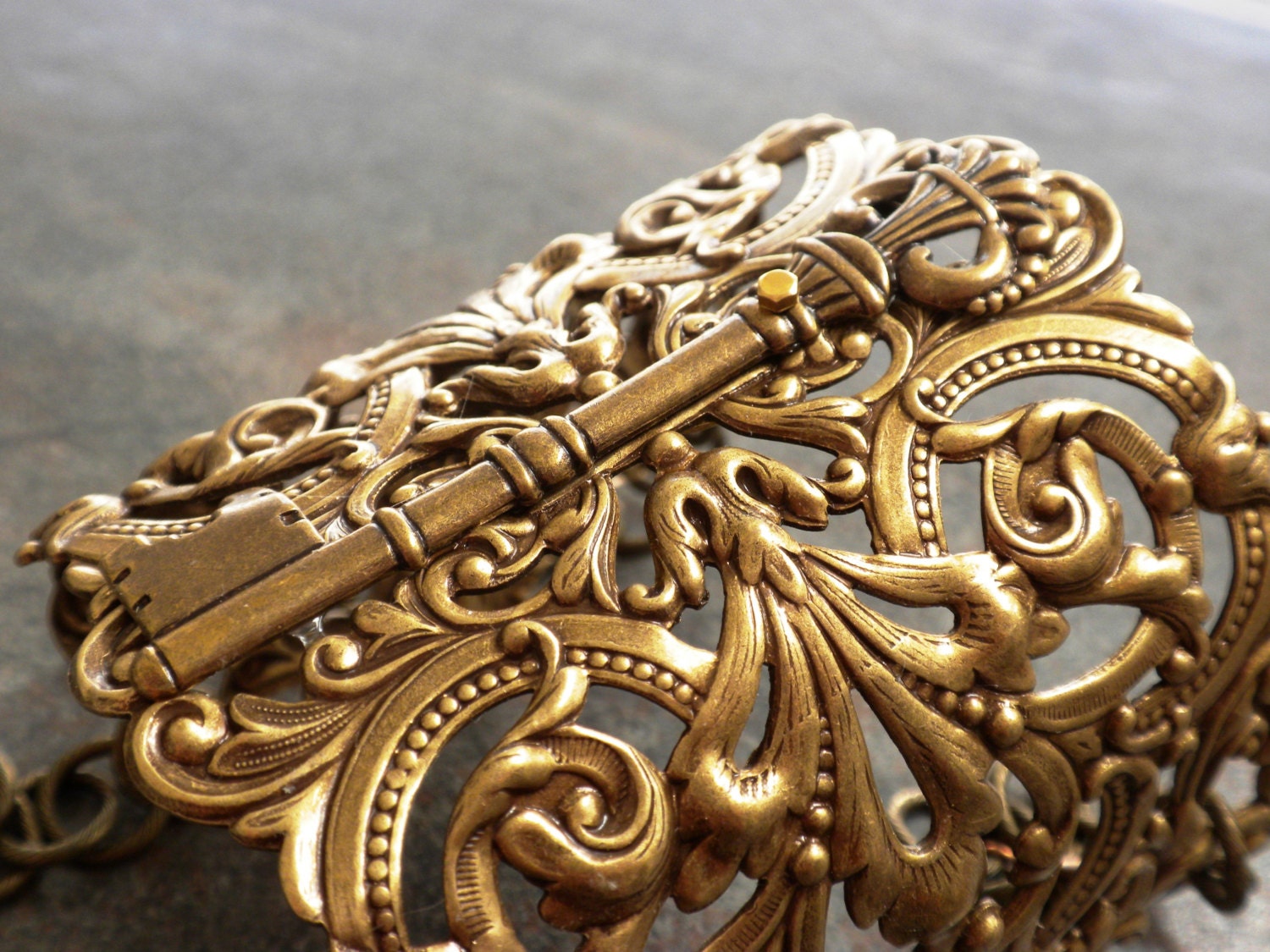 Extra Wide Brass Cuff Skeleton Key Bracelet