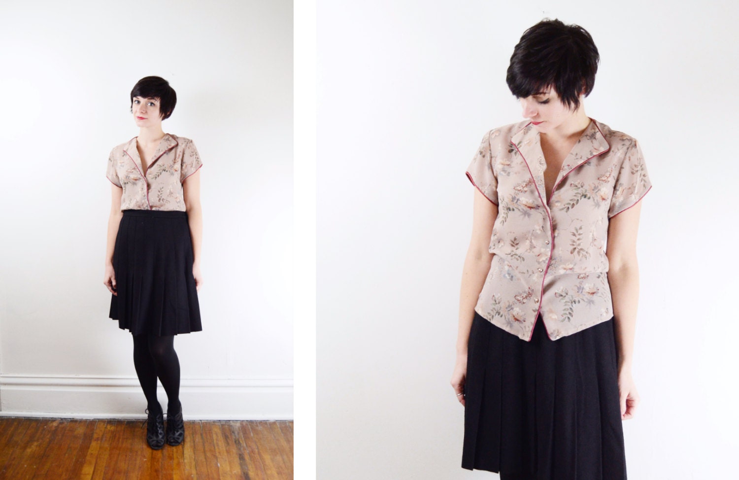 1970s Sheer Floral Blouse - S