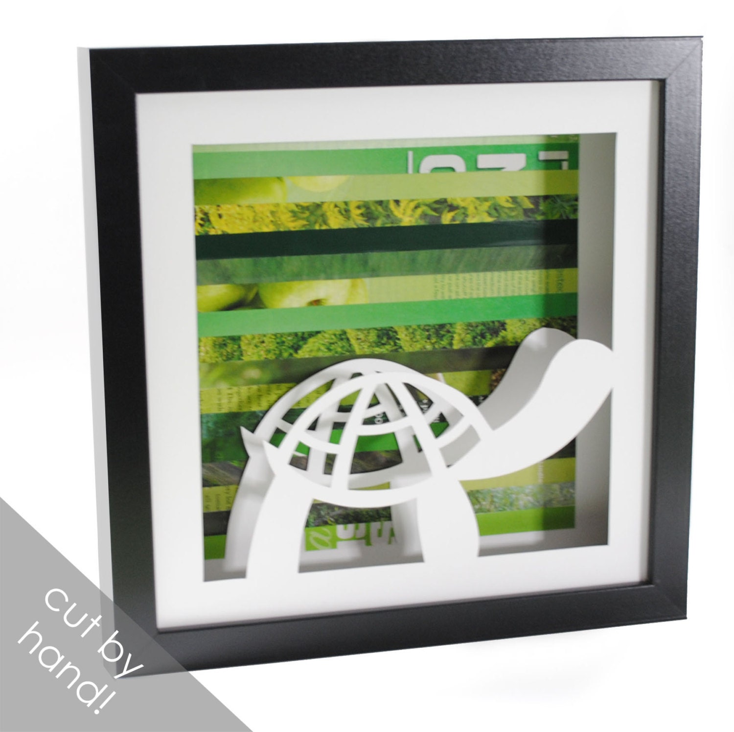turtle- shadowbox made from recycled magazines