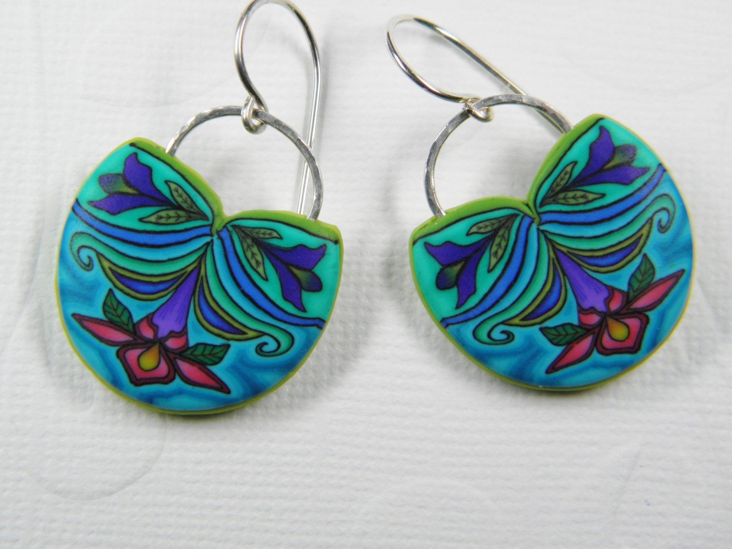 Sun Rising Millefiori Dangle Earrings with Sterling Silver