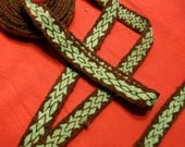Wool Tabletwoven Trim - 3.8 yards - Green, Brown