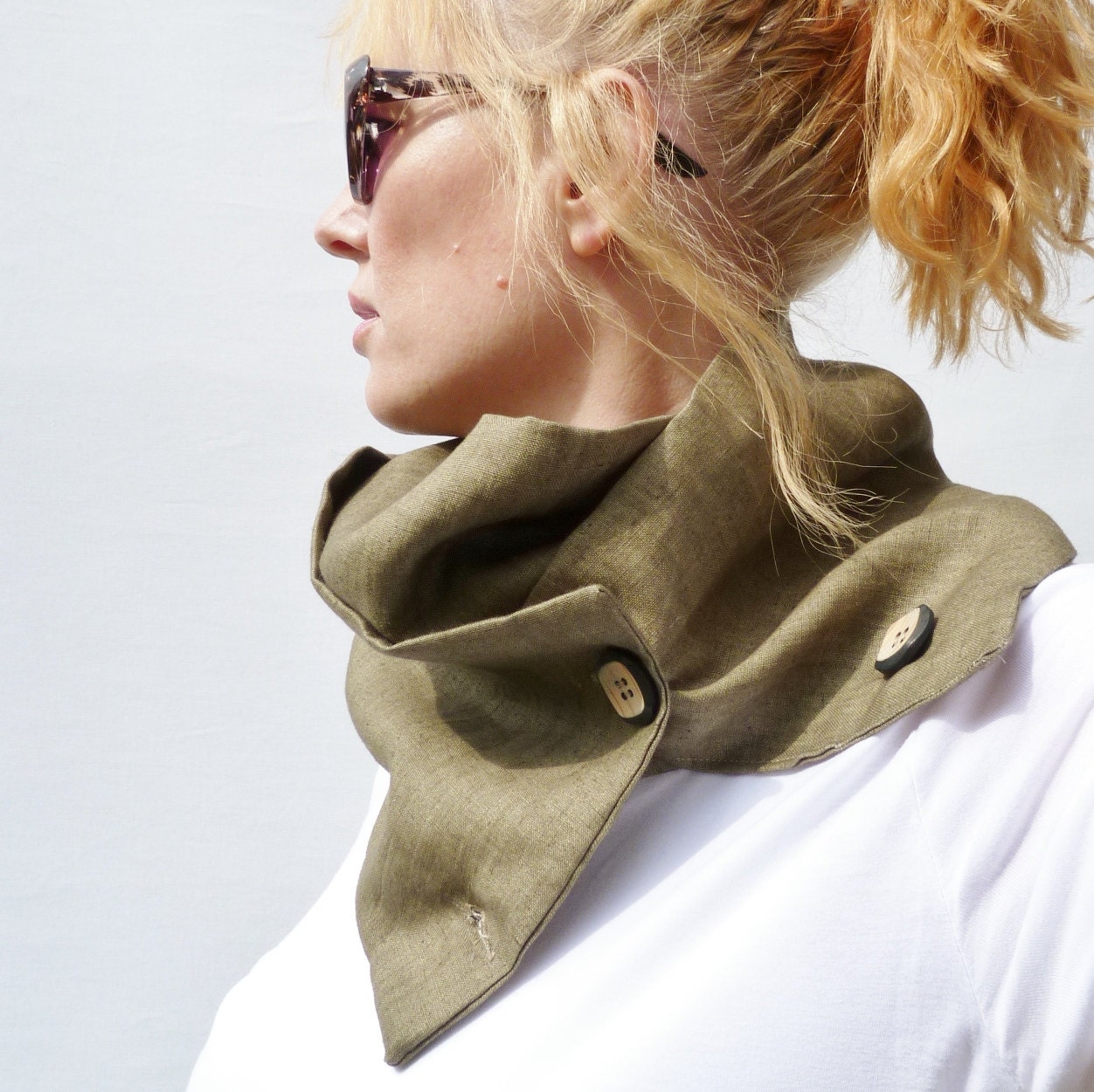 Womens Infinity Scarf, Olive Green Irish Linen Infinity Scarf, Oversized Cowl, Spring Scarf