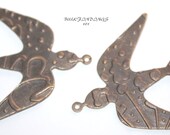 Embossed Brass Bird 36x36.5mm 25 gauge