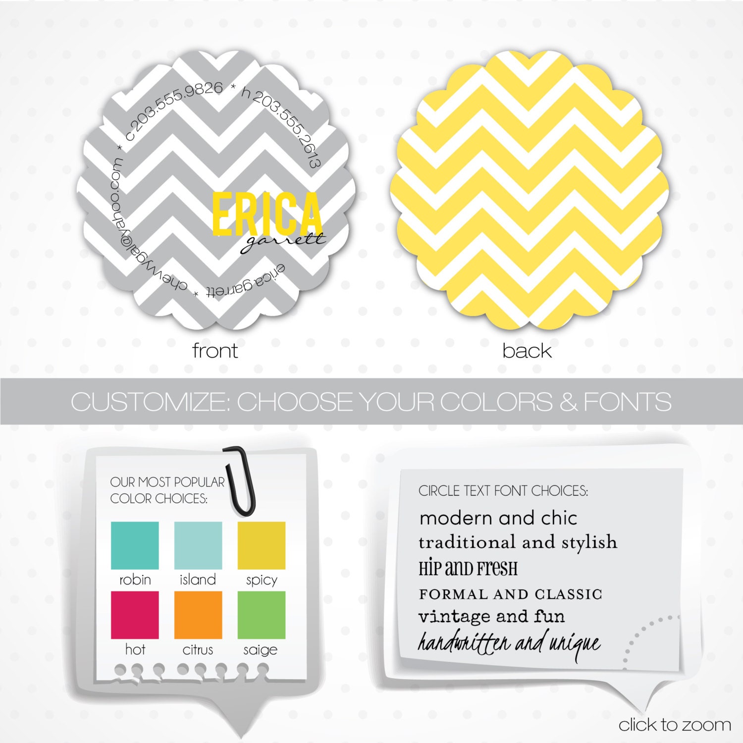 Chevron Stripe - custom contact / calling cards for moms, blogs and businesses.